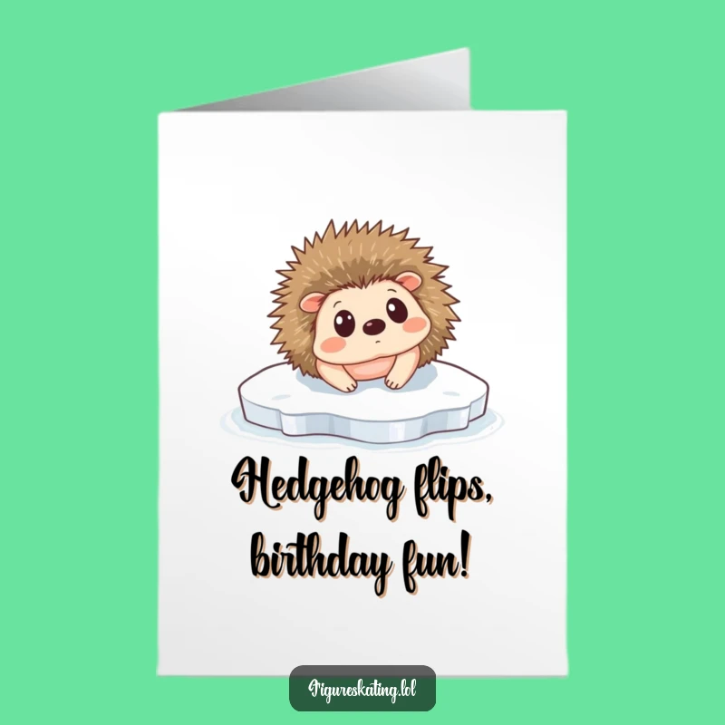 Free Printable Birthday Card: Surprised Hedgehog Ice Slip Funny Downloadable Gift
