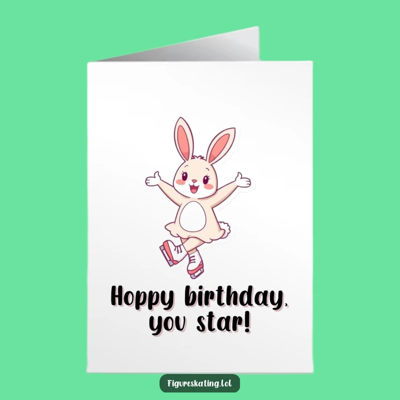 Free Printable Cheerful Bunny Ice Skate Birthday Card - Elegant DIY Downloadable Gift
