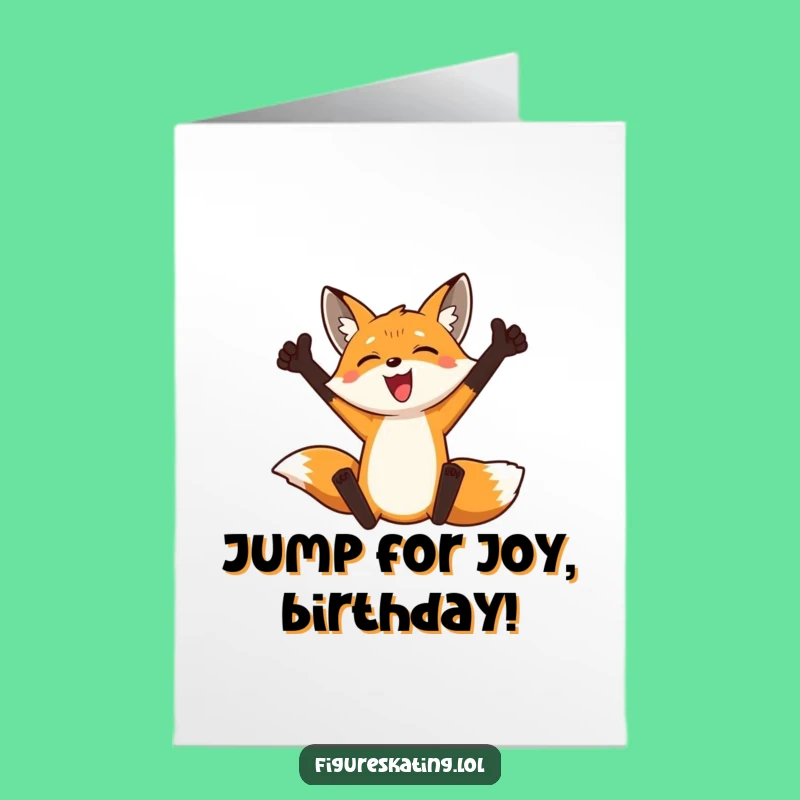 Free Printable Birthday Card: Fox Acrobatics, Downloadable & Print at Home for an Energetic Gift