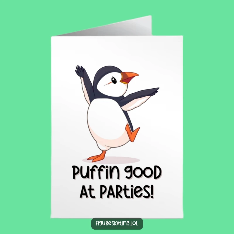 Free Printable Puffin Pirouette Birthday Card - Funny Downloadable Gift for Dancers