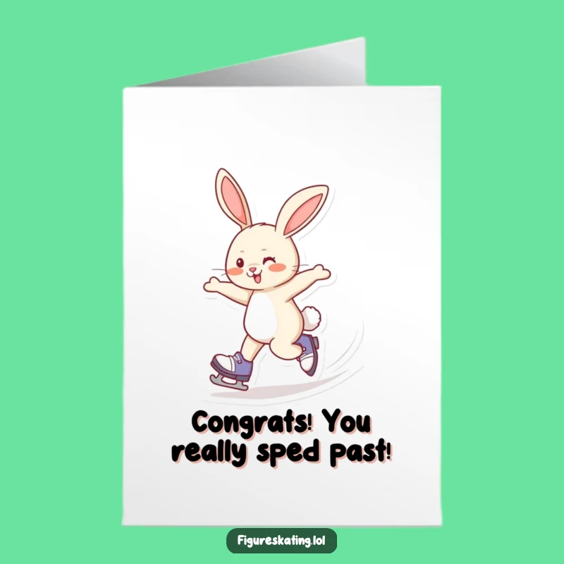 Free Printable Congrats Card: Rabbit Skater Triumph Humor Downloadable