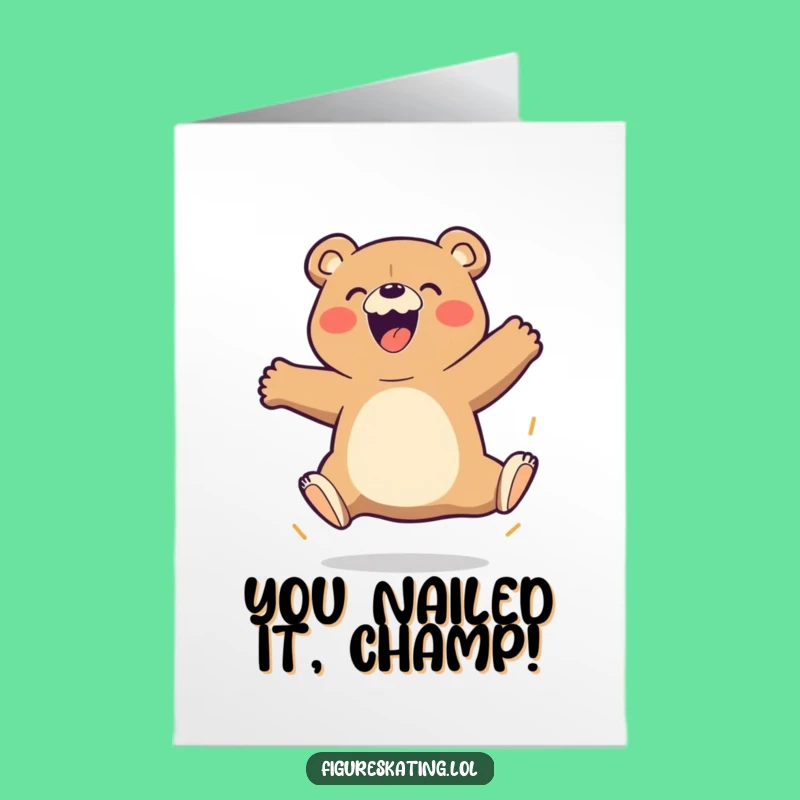 Free Printable Bear Jump Card: Funny Congratulations Downloadable Gift for Any Achievement