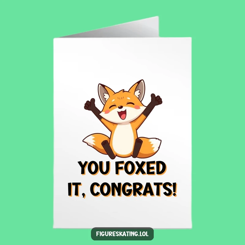 Free Printable Congrats Card: Fox Triumph, Downloadable & Print at Home Achievement Gift