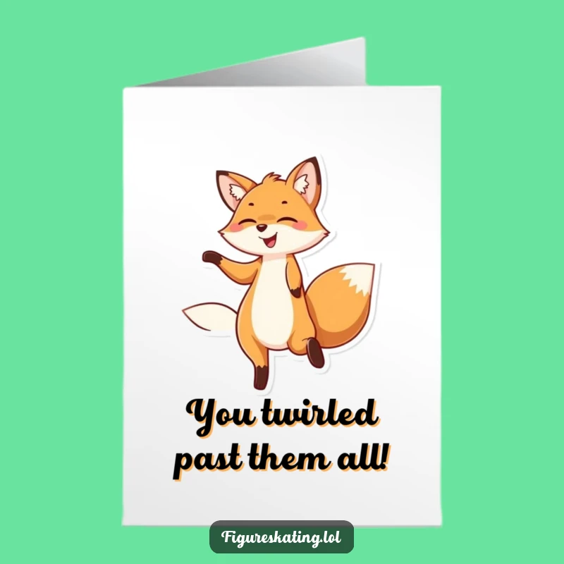 Free Printable Congrats Card: Graceful Twirling Fox for Your Huge Success!