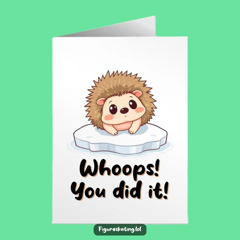 Free Printable Congrats Card: Hedgehog Ice Mishap Comic Downloadable Gift