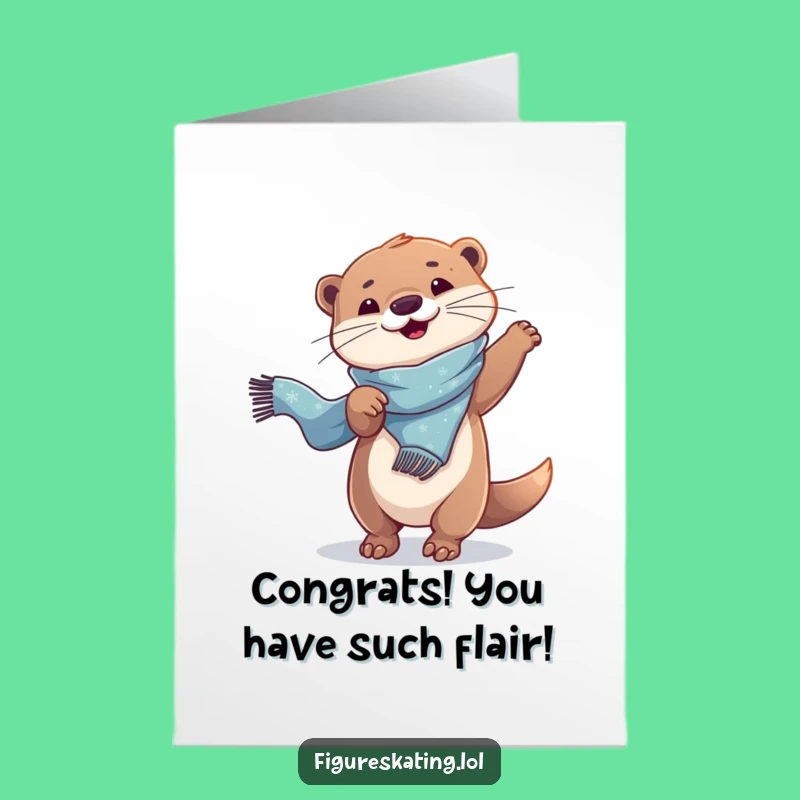 Free Printable Congrats Card: Otter Celebration Twirl Humor Downloadable