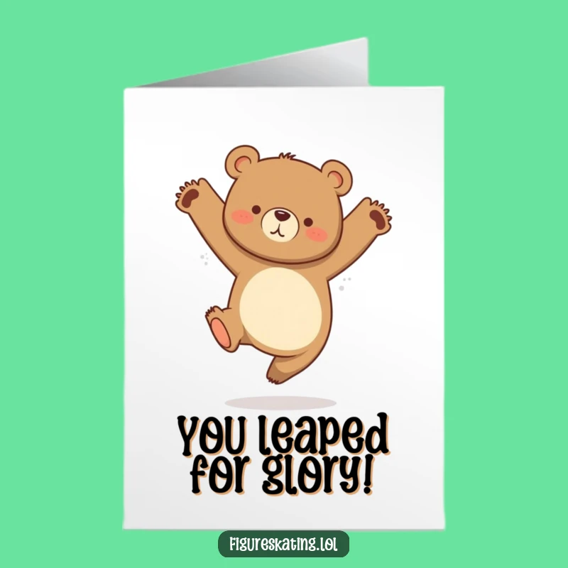 Free Printable Congrats Card: Jumping Bear for Your Amazing Success!