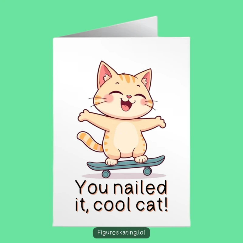 Free Printable Congrats Card: Proud Cat Skater, Unique Downloadable Gift