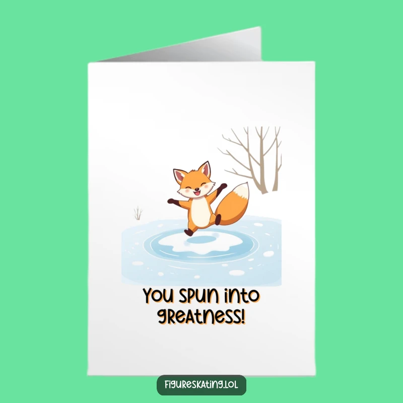 Congrats Free Printable Card: Fox Skater Triumph, Humorous Downloadable Gift!
