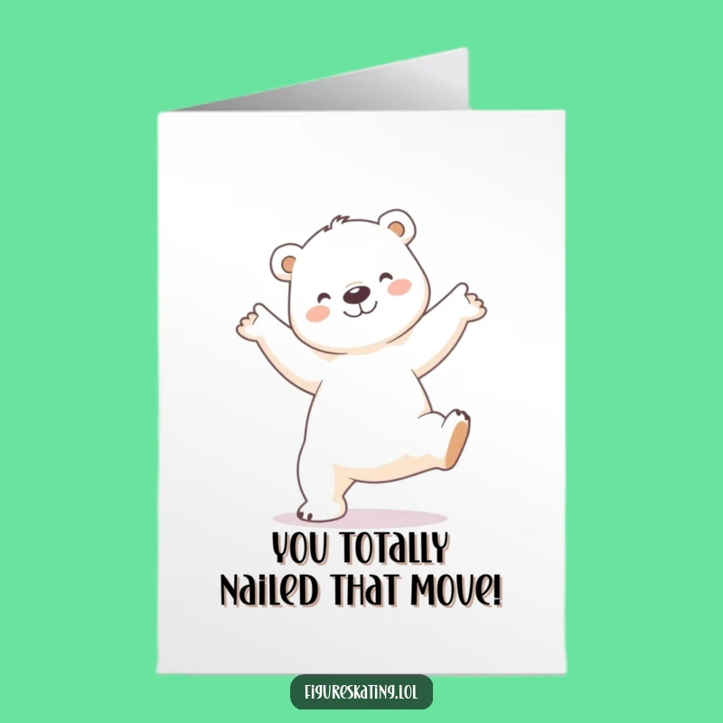 Free Printable Polar Bear Arabesque Congrats Card: Funny Ballet Downloadable Gift