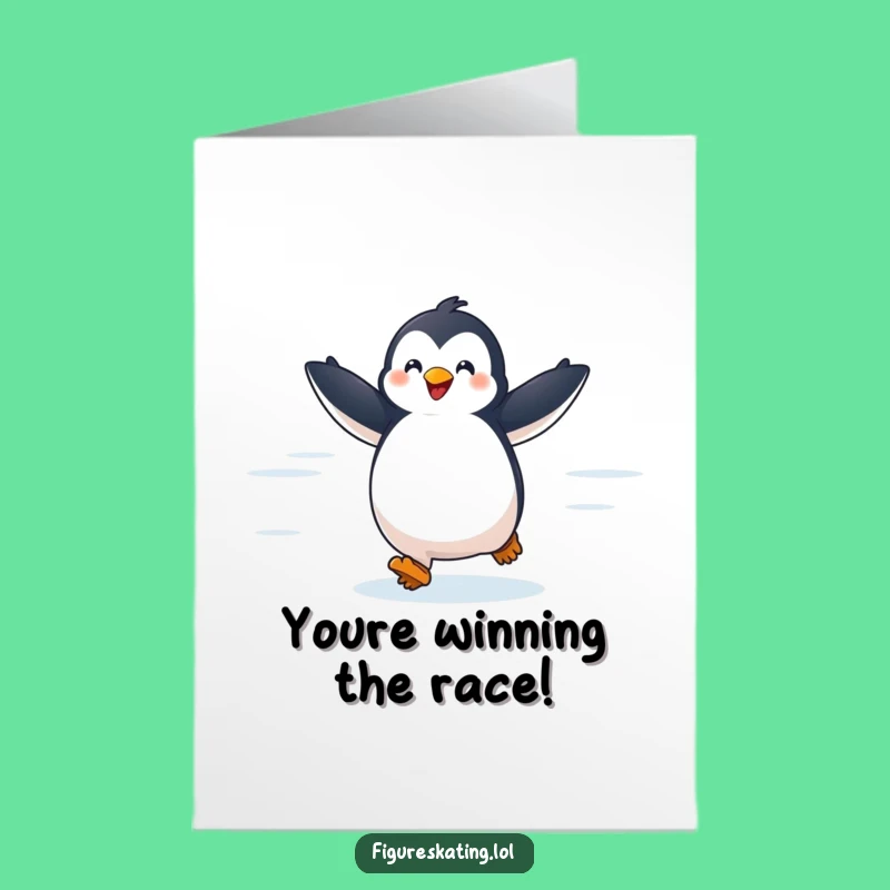 Free Printable Congrats Card: Enthusiastic Penguin Glide, Unique Downloadable Gift