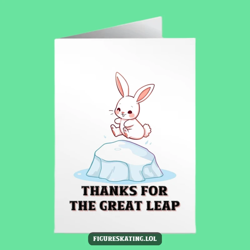 Free Printable Thank You Card: Bunny Ice Leap - Grateful Downloadable Greeting