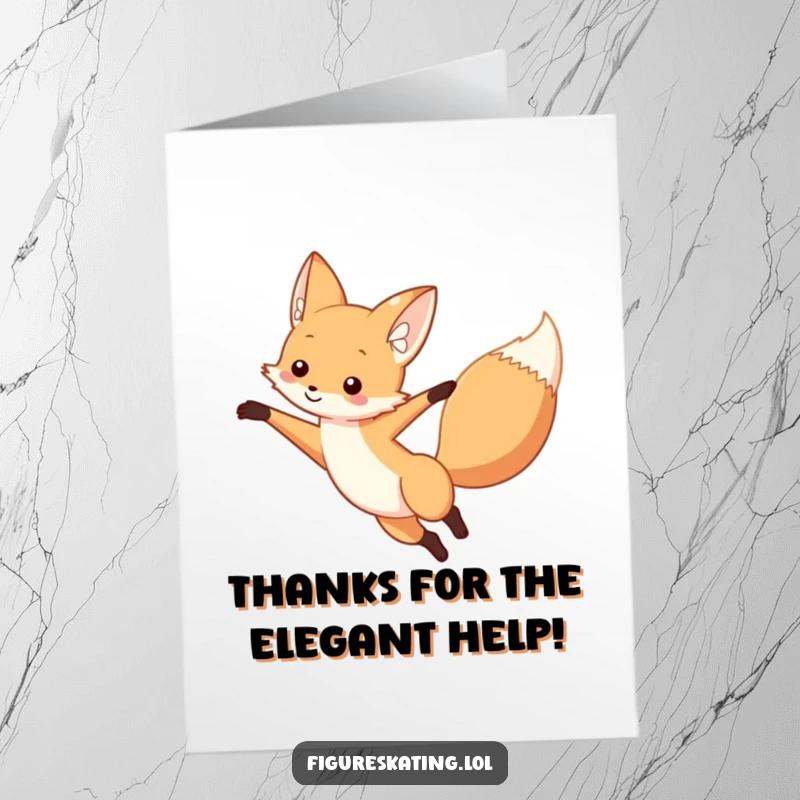 Funny Free Printable Thank You Card: A curious fox in a graceful arabesque, expressing thanks elegantly.