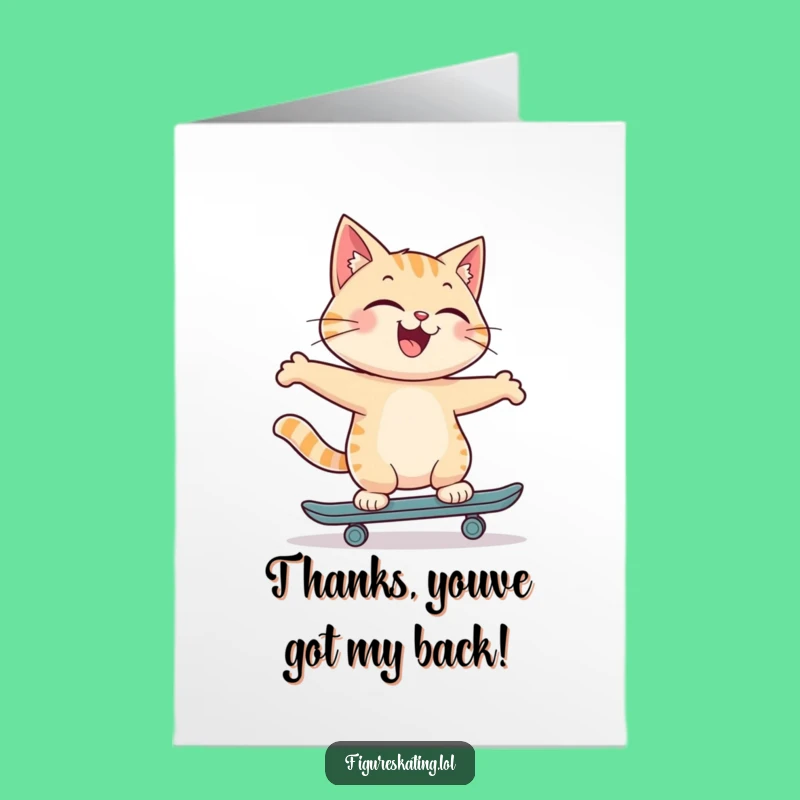 Free Printable Thank You Card: Grateful Cat Skater, Heartfelt Downloadable Gift