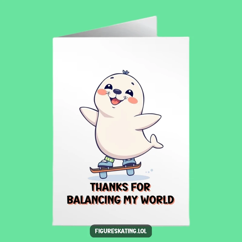 Free Printable Seal Skate Thank You Card - Funny Downloadable Gift of Gratitude