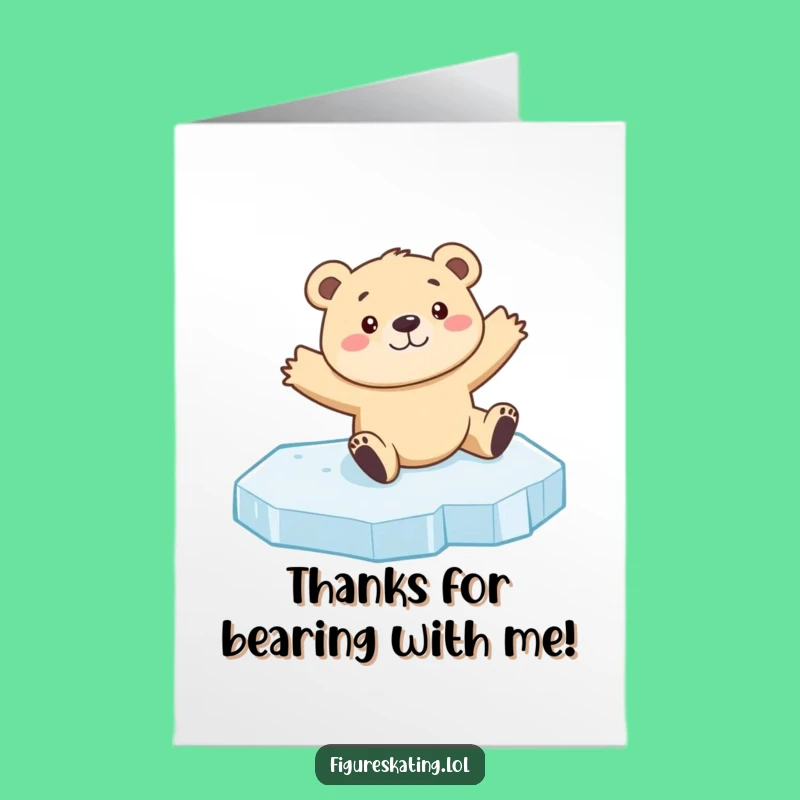 Free Printable Bear Cub Ice Skating Thank You Card - Cute Downloadable Gratitude