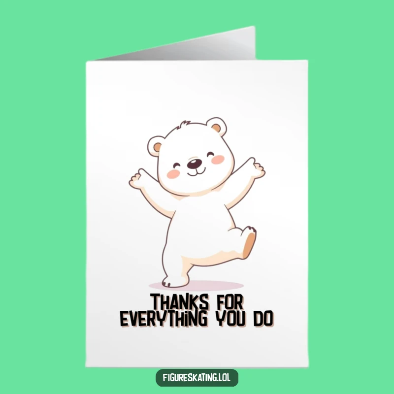 Free Printable Polar Bear Arabesque Thank You Card: Funny Ballet Downloadable Gift