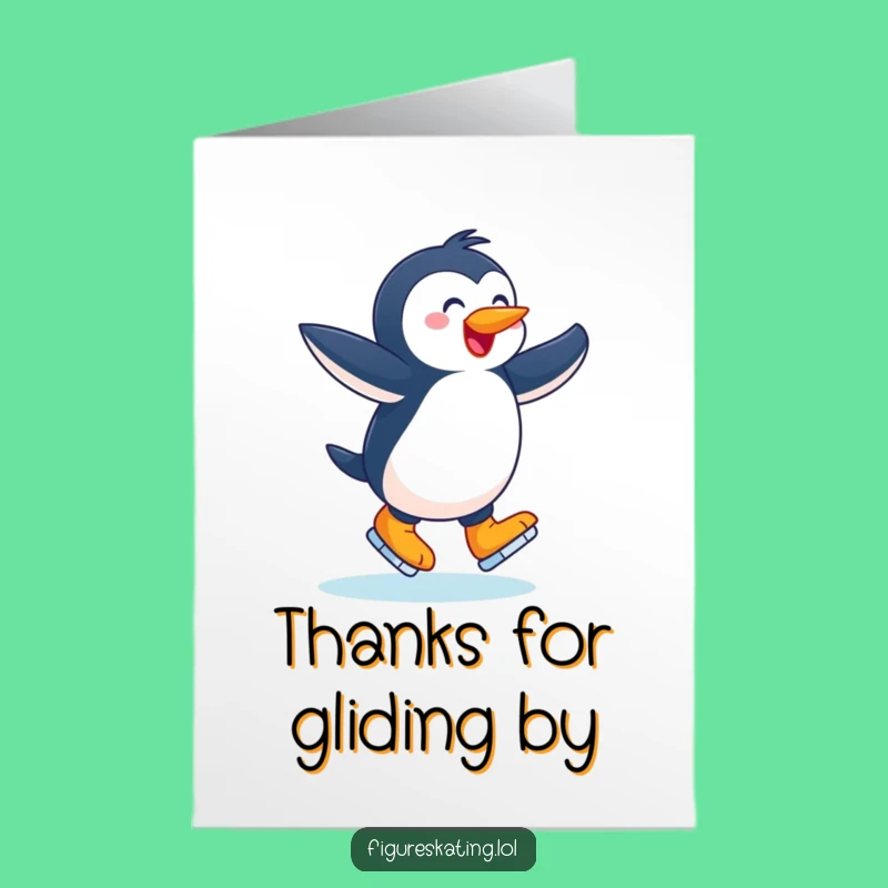 Thank You Free Printable Card: Skater Penguin Thanks, Amusing Downloadable Gift!