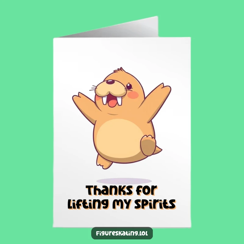 Free Printable Walrus Jump Thank You Card - Funny Downloadable Gift of Appreciation