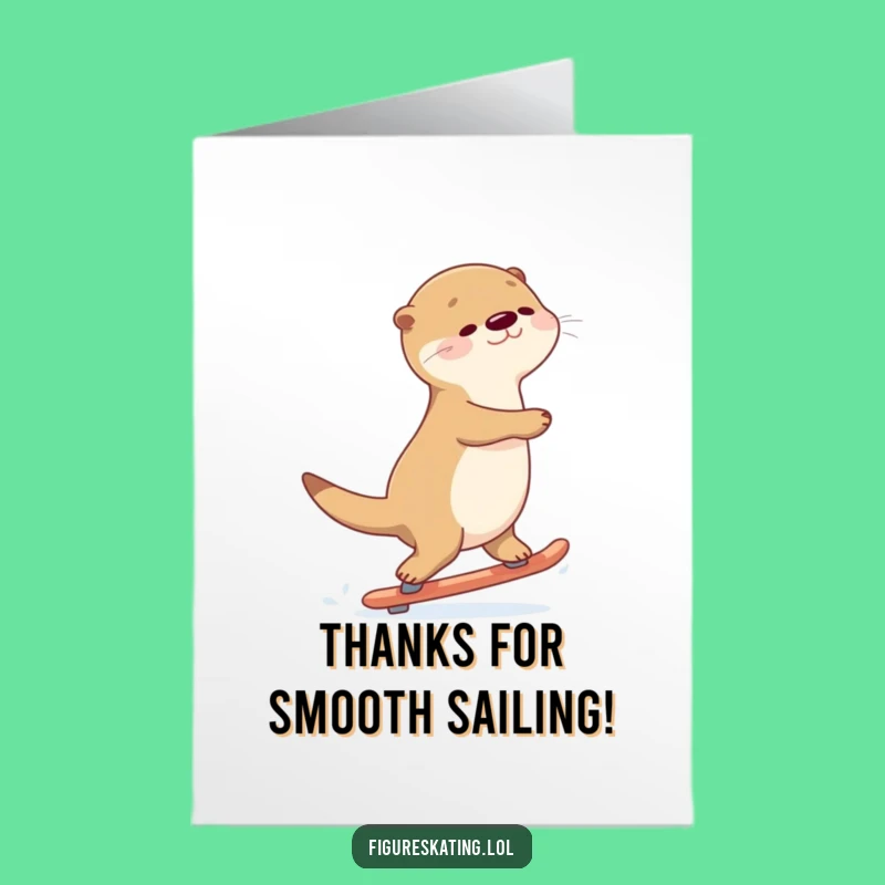 Free Printable Thank You Card: Grateful Otter Skate Flow Downloadable Gift