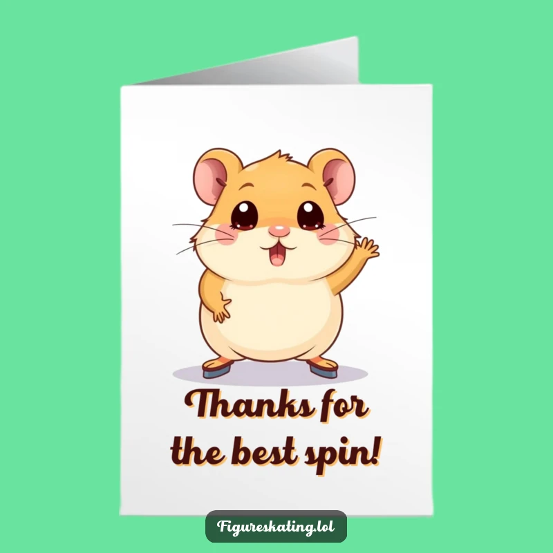Funny Free Printable Thank You Card: Hamster Figure Skating Grace - Downloadable Gift