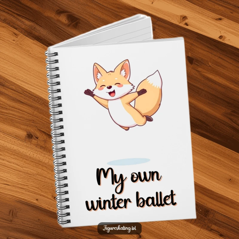Funny Arctic Fox Notebook: Giggling arctic fox in an energetic figure skating jump, perfect for capturing notes and inspiration.