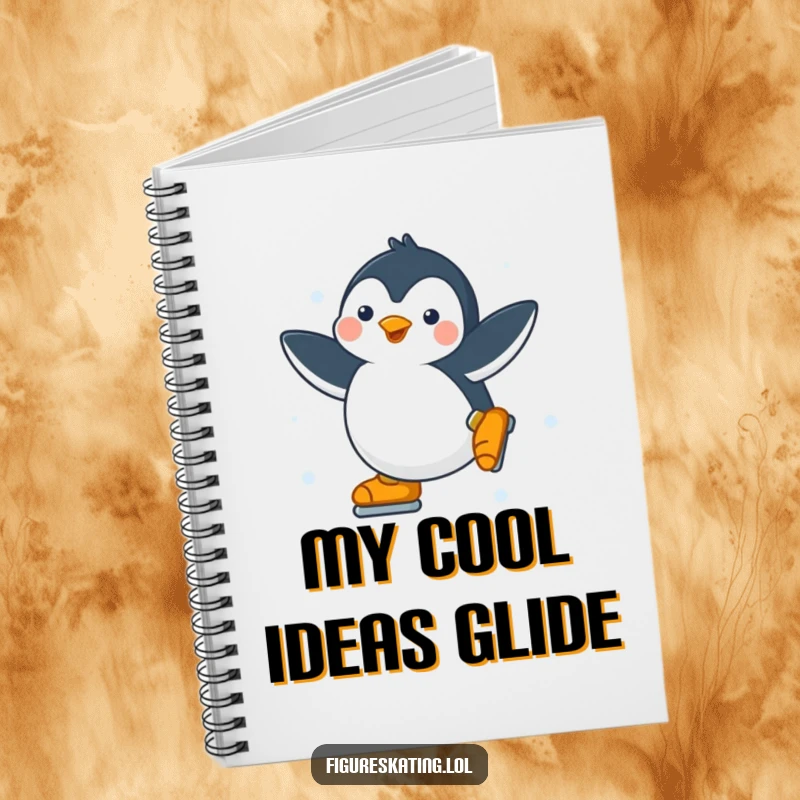Funny Penguin Notebook: Cool notebook featuring a happy penguin gracefully spinning on ice skates, ideal for jotting down notes.