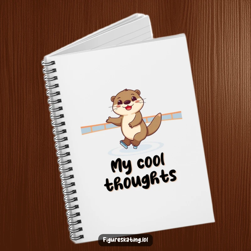 Funny notebook with a joyful otter spinning elegantly on ice, perfect for jotting down elegant notes.