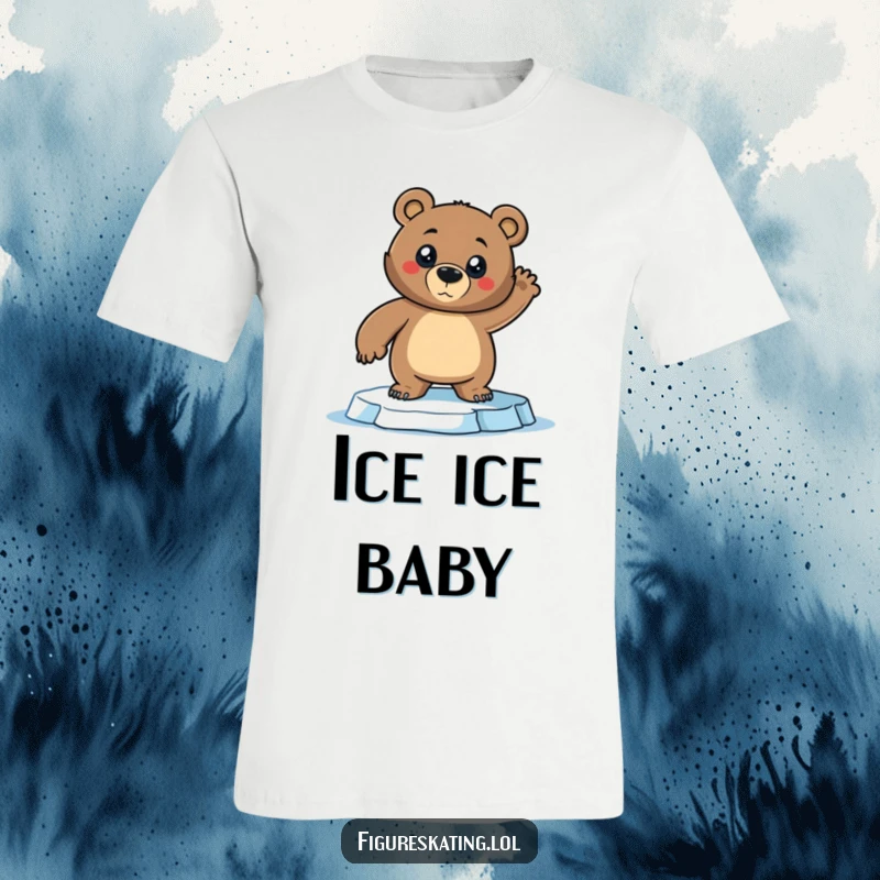 Funny Bear T-Shirt: A confident bear strikes a dramatic pose on ice skates, capturing athletic humor and perfect for a funny gift.
