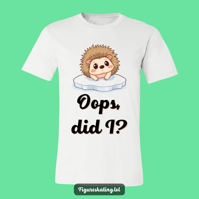 Funny Hedgehog Ice Slip T-Shirt: Comical Skater Apparel Gift