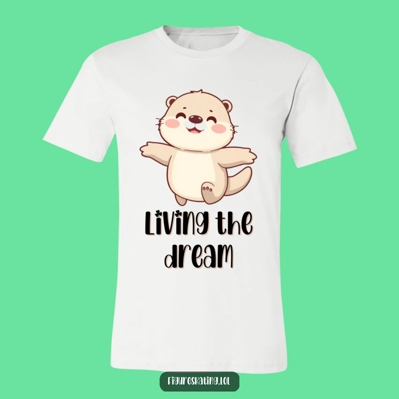 Funny Otter T-Shirt: Comfy Tee with a Happy Fluffy Otter Gliding Arms Wide