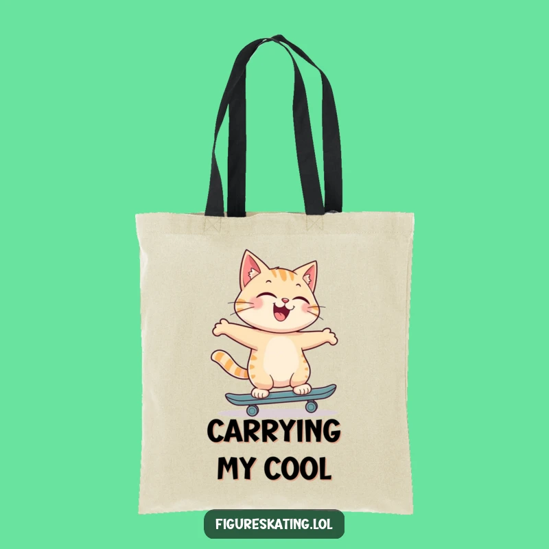 Funny Cat Tote Bag: Joyful Skater's Carry-All Gift