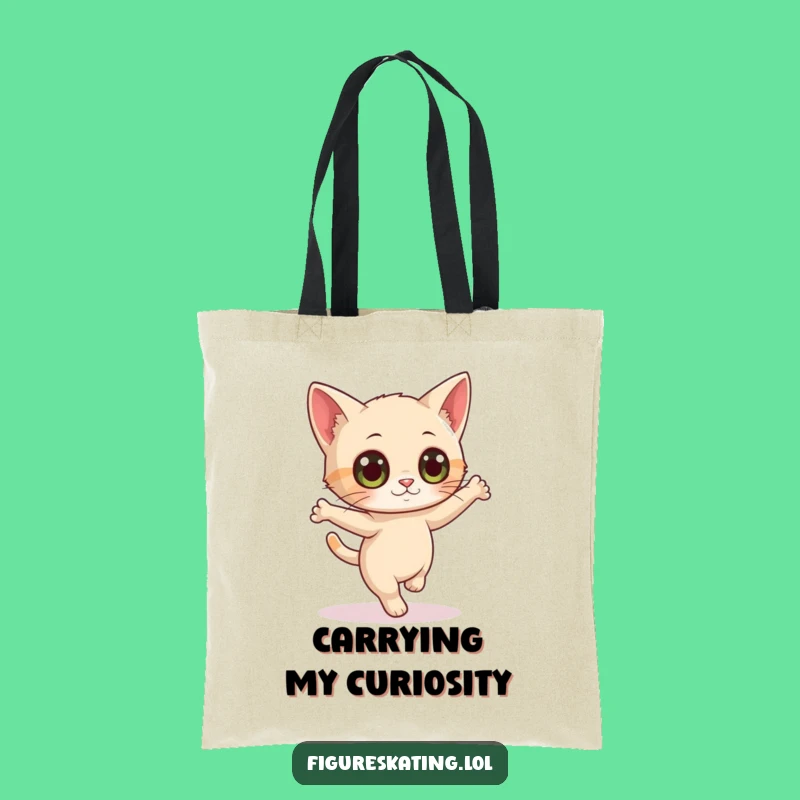 Funny Curious Cat Pirouette Tote Bag - Stylish Gift for Cat Fans
