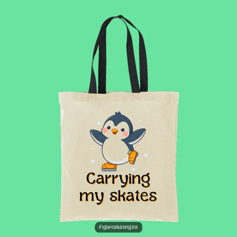Funny Penguin Ice Skater Tote Bag: Carry Your Essentials with Flair, A Stylish Funny Gift!