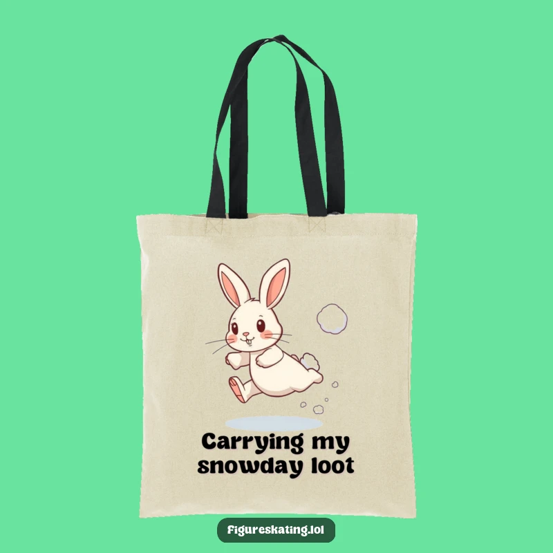 Funny Determined Rabbit Leaping Tote Bag - Winter Accessory Gift for Fun