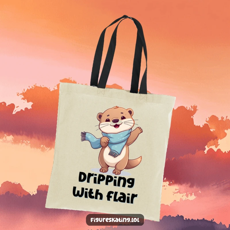 Funny Tote Bag: A playful otter twirling with a scarf, ideal for carrying your items with a touch of humorous grace and style.