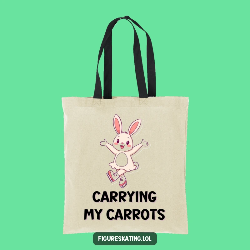Funny Cheerful Bunny Ice Skating Tote Bag: Carry Your Graceful Style