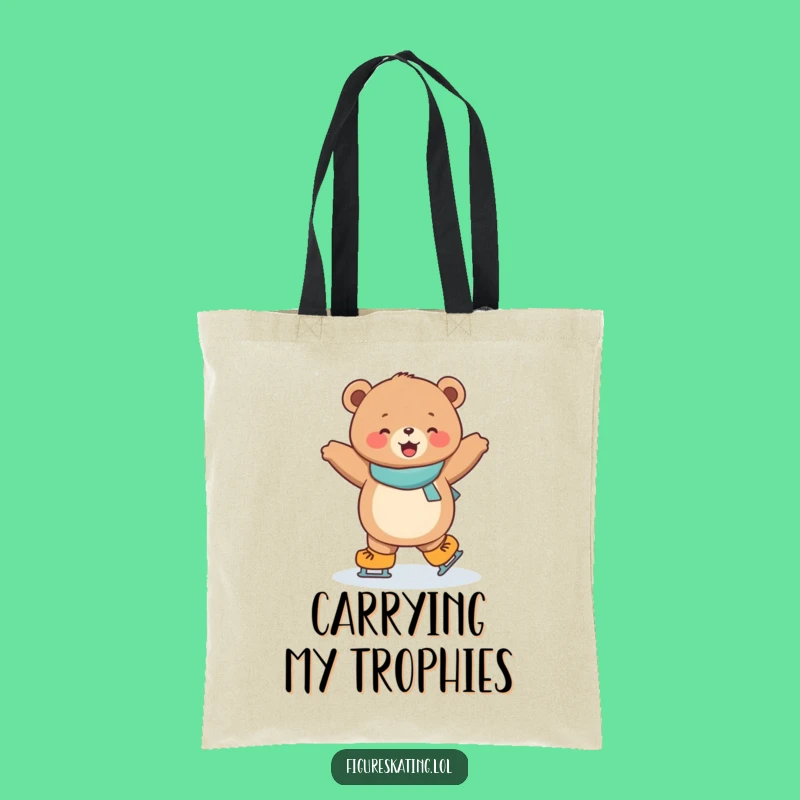 Funny Ice Skating Bear Tote Bag: Cute Cub Carryall for Humorous Outings