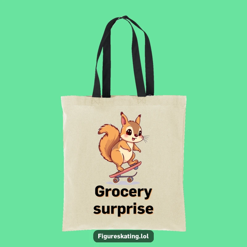 Funny Surprised Squirrel Skate Tote Bag: Carry Your Balance Mishaps